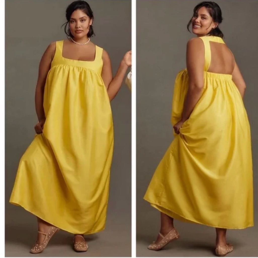 Anthropologie Yellow Baby Doll Dress Size Xs